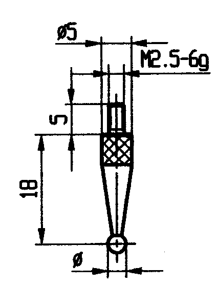 Messtastereinsatz Rubin M2,5 Kugel D1/8" L16mm