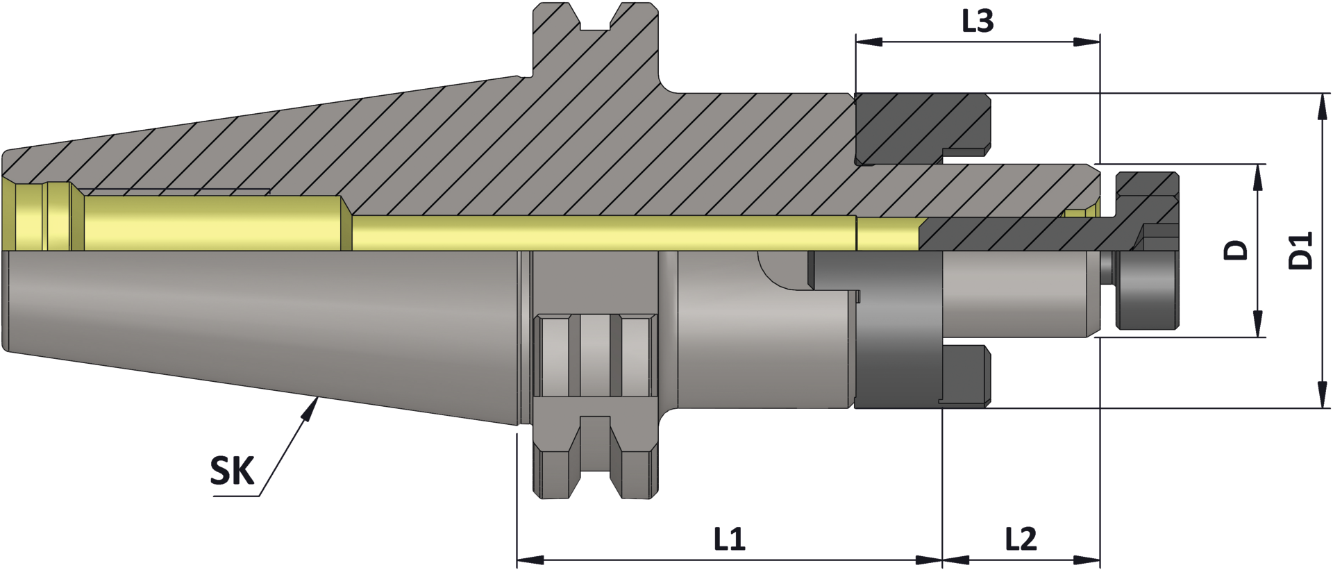 Aufsteckfräserdorn Fräser mit Längs- oder Quernut SK40 DIN69871 Form AD DxL 32X100mm