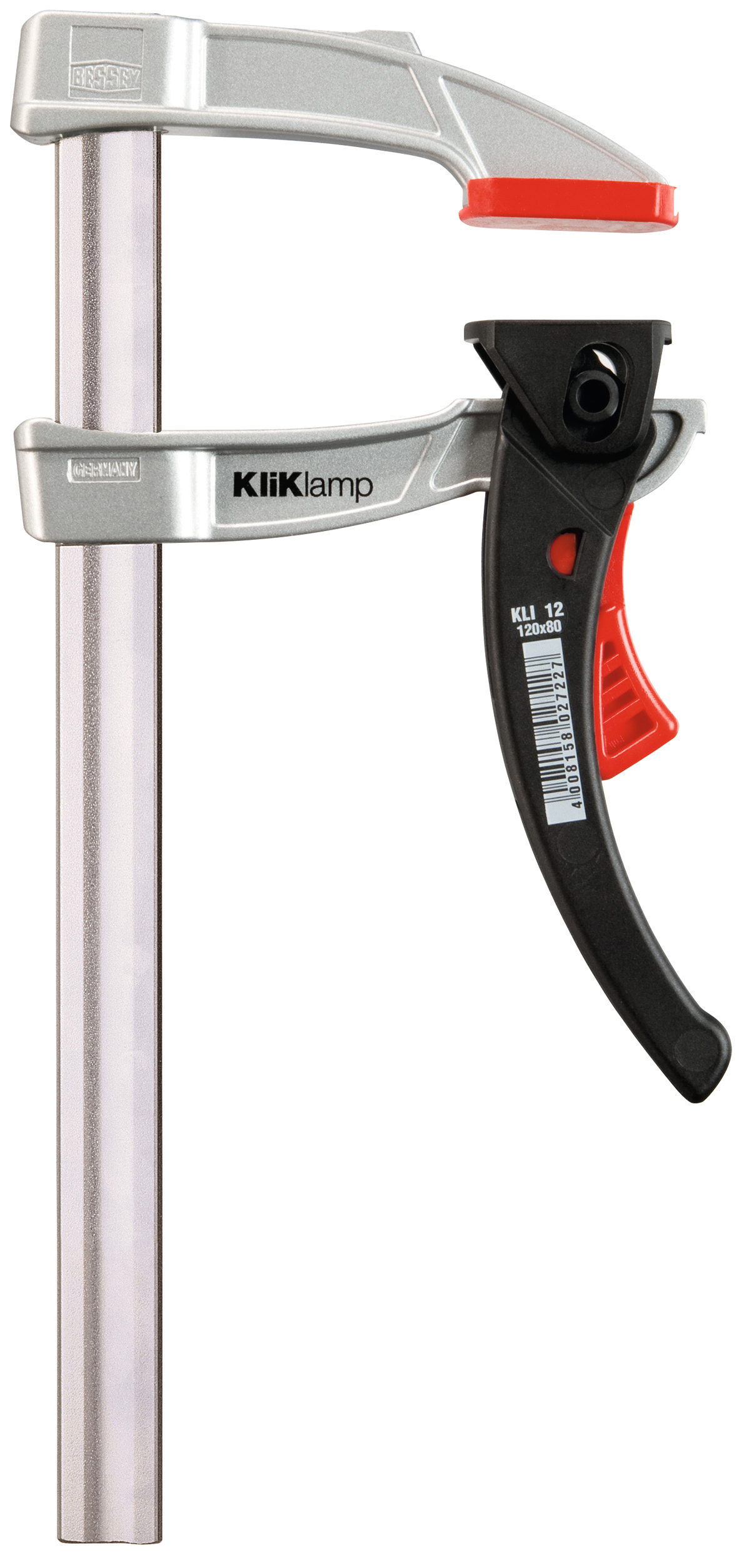 Hebelzwinge "KliKlamp" Ausladung 80mm Schiene 20x5mm bis 1200N SW200mm