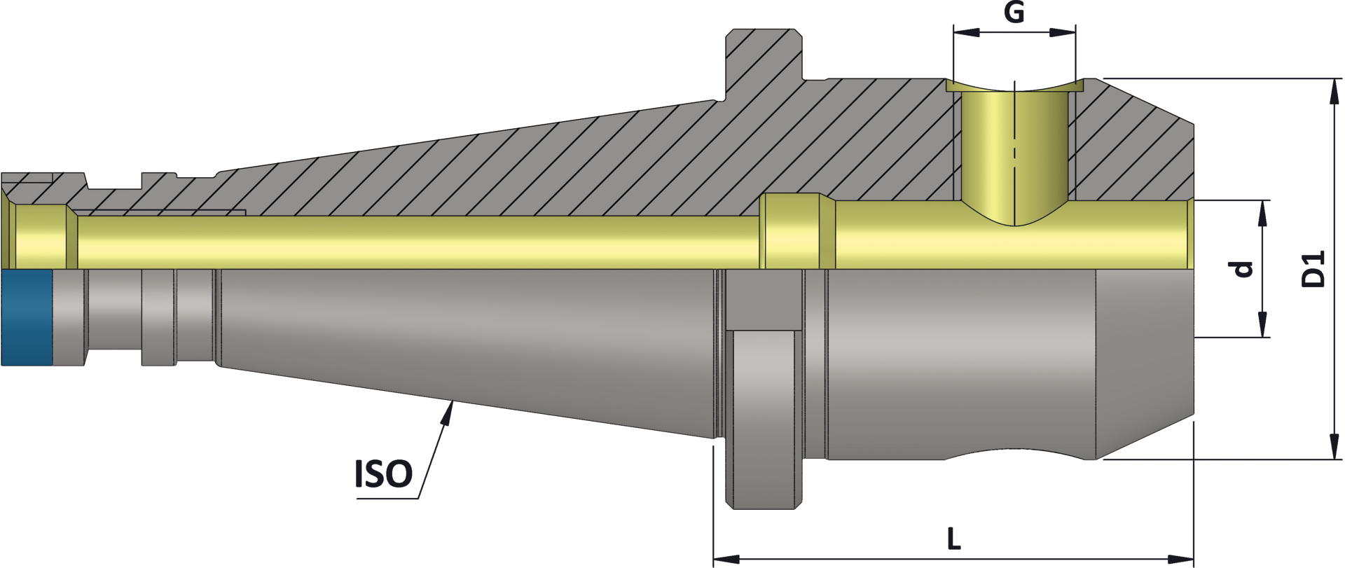 Aufnahme Zylinderschaft SK40 Weldon L63mm DIN2080 D18mm