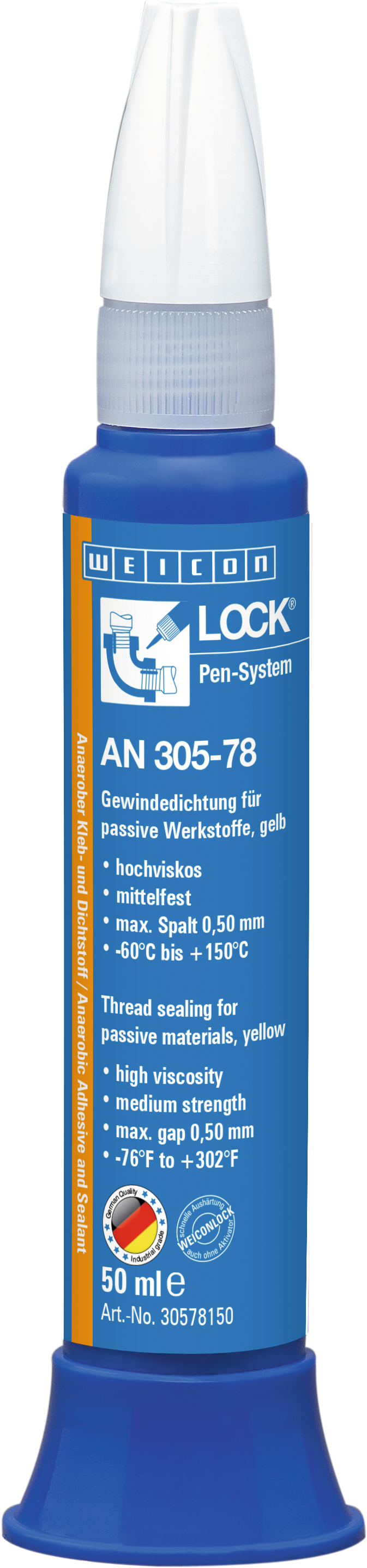 Rohrgewindedichtung mittelfest DVGW WEICONLOCK® AN 305-78 50ml gelb Rohrgewindedichtung mittelfest DVGW WEICONLOCK® AN 305-78 50ml gelb