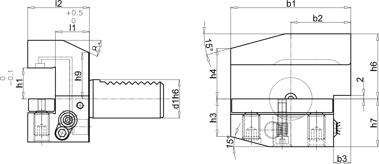 Werkzeughalter AQUA-G radial B3 überkopf rechts DIN69880 VDI30