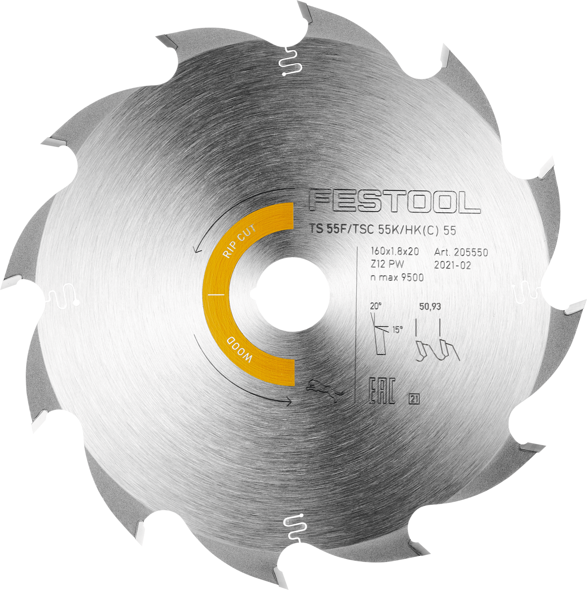 Kreissägeblatt HM "extra dünn" für HKC 55 D160x1,8/1,2x20mm Z12 für Holz