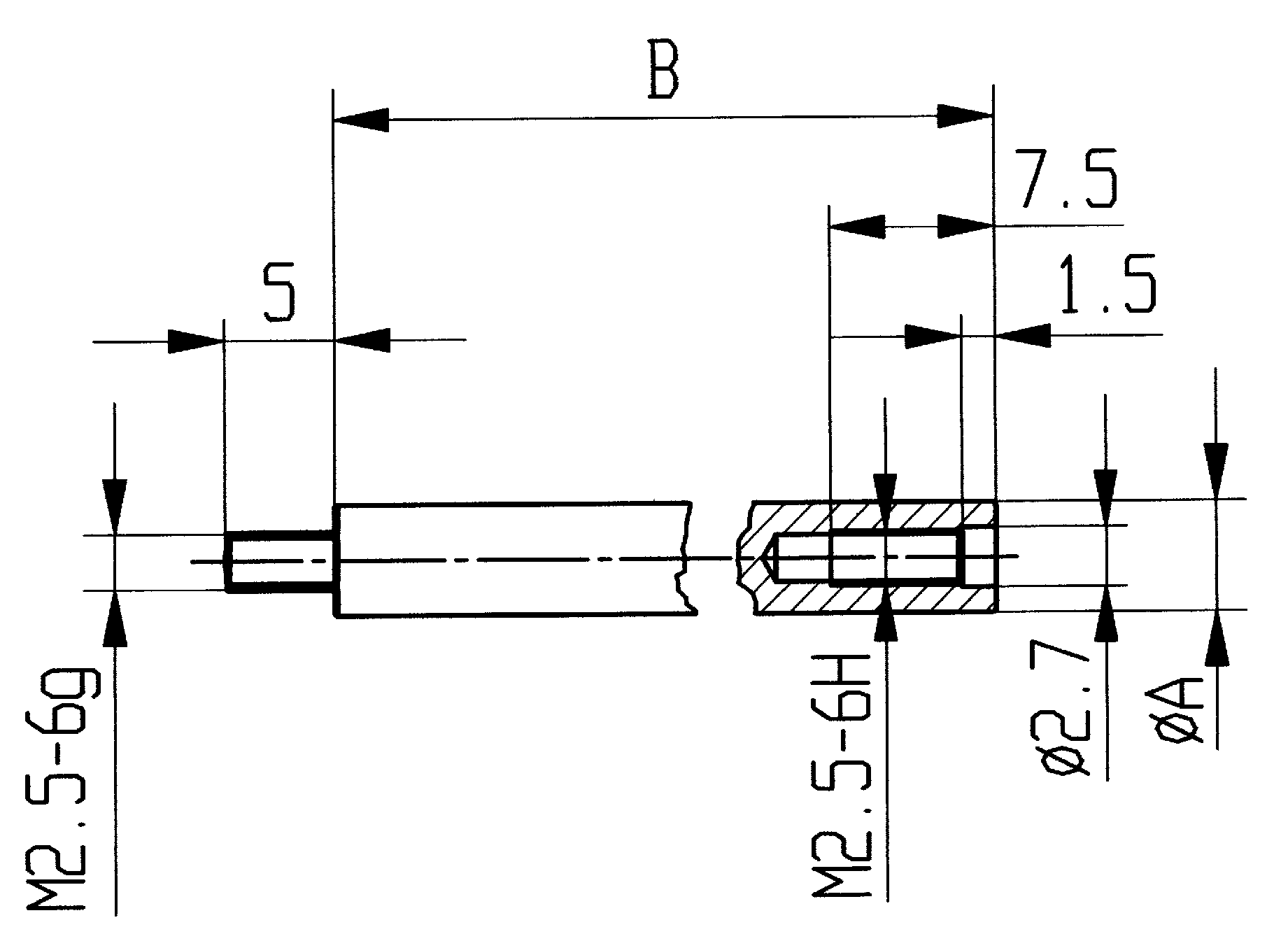 Verlängerung Messtaster M2,5 Messbolzen-D. 5mm Länge 50mm