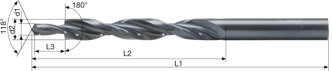 Mehrfasen-Stufenbohrer 180° Durchgangsloch Senkung mittel HSS D6/3,4mm Typ N M3
