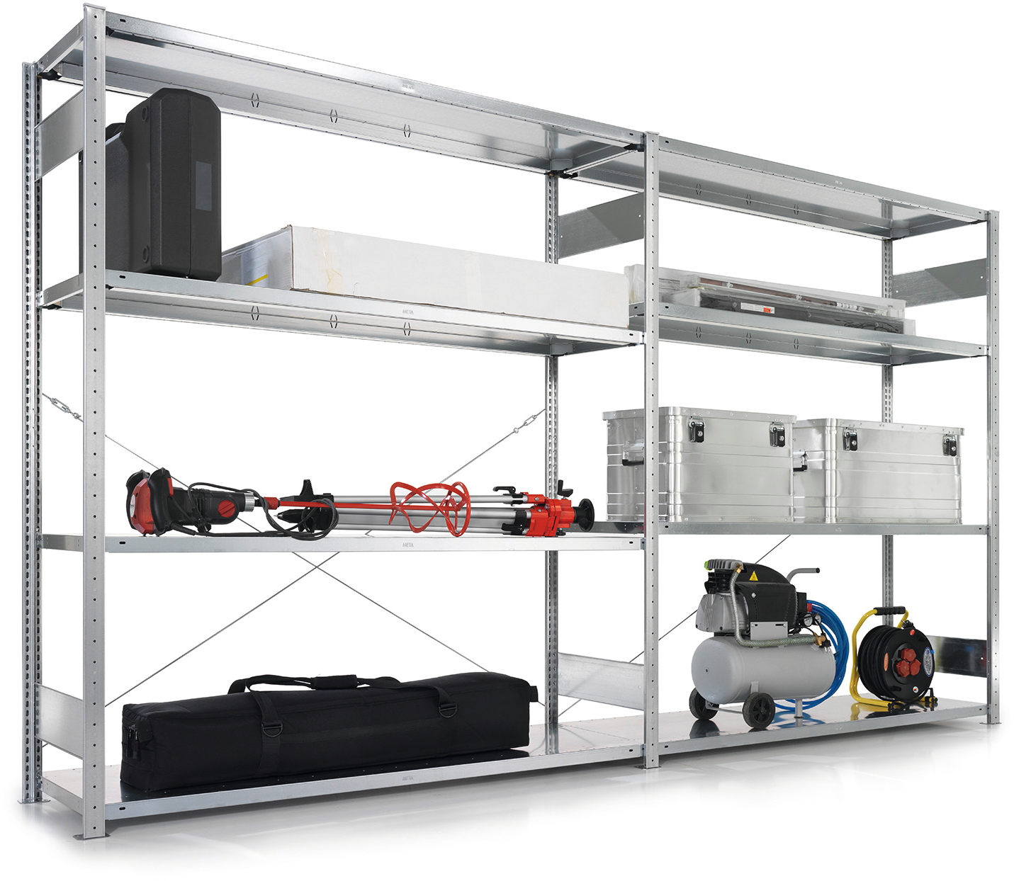 Steckregal META CLIP XXL 200 Anbauregal 4 Fachböden H2000 x B1700 x T400mm