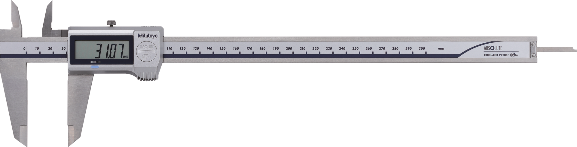 Messschieber Digital IP67 ABSOLUTE Digimatic Abl. 0,01mm DIN862 eckiges Tiefenmaß MB300mm