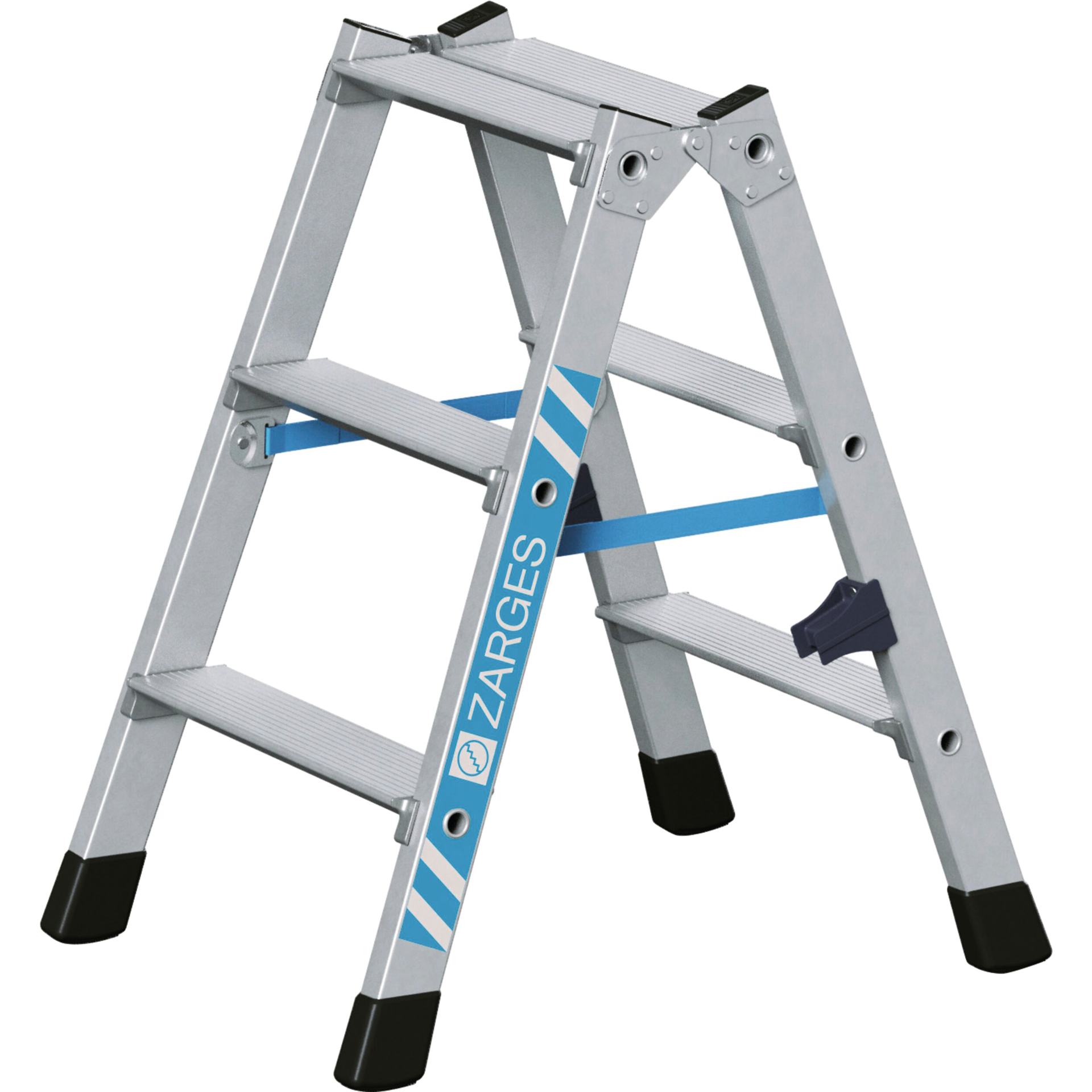 Stehleiter Stufen gebördelt H0,64m 2x3 Stufen Arbeitshöhe 2,10m Stehleiter Stufen gebördelt H0,64m 2x3 Stufen Arbeitshöhe 2,10m