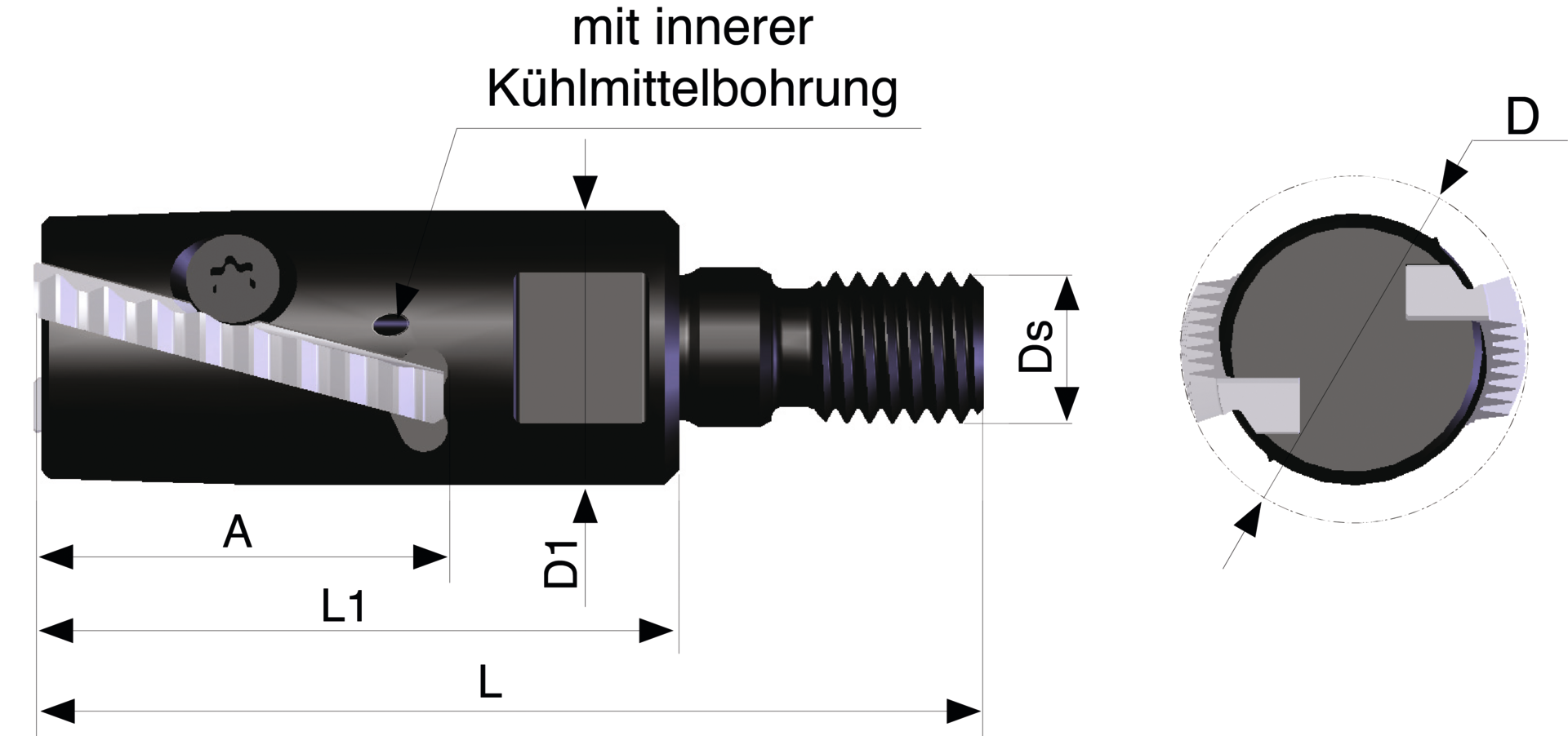 Einschraub-Gewindefräshalter IK D32mm WSP-Gr.32 mit 3 Plattensitzen