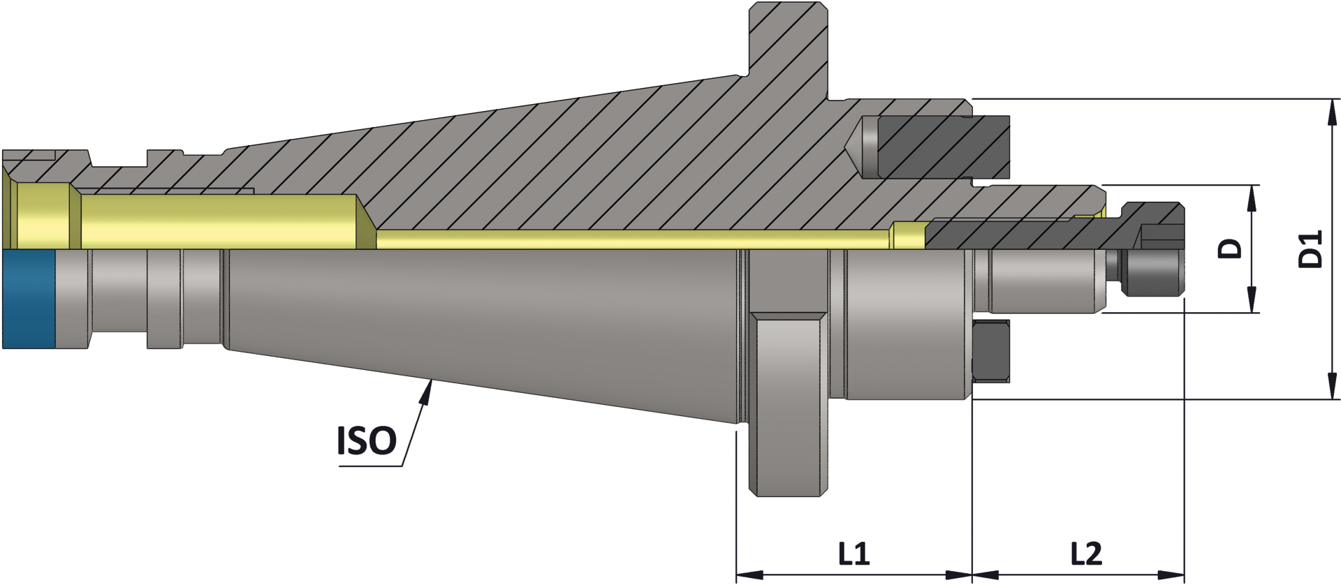 Aufsteckfräserdorn Fräser mit Quernut SK40 L45mm DIN2080 Form A mit vergrößerter Plananlage D16mm