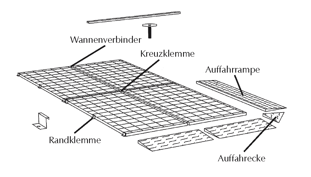 Sicherheitsbodenelement Auffangvolumen 20l T500 x B500mm