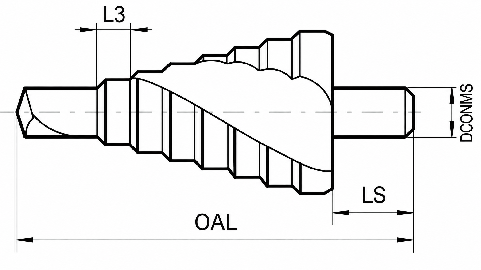 Eyltool Universal-Stufenbohrer HSS spiralgenutet Z2 D4-5-6-7-8-9-10-11-12mm Gr.1