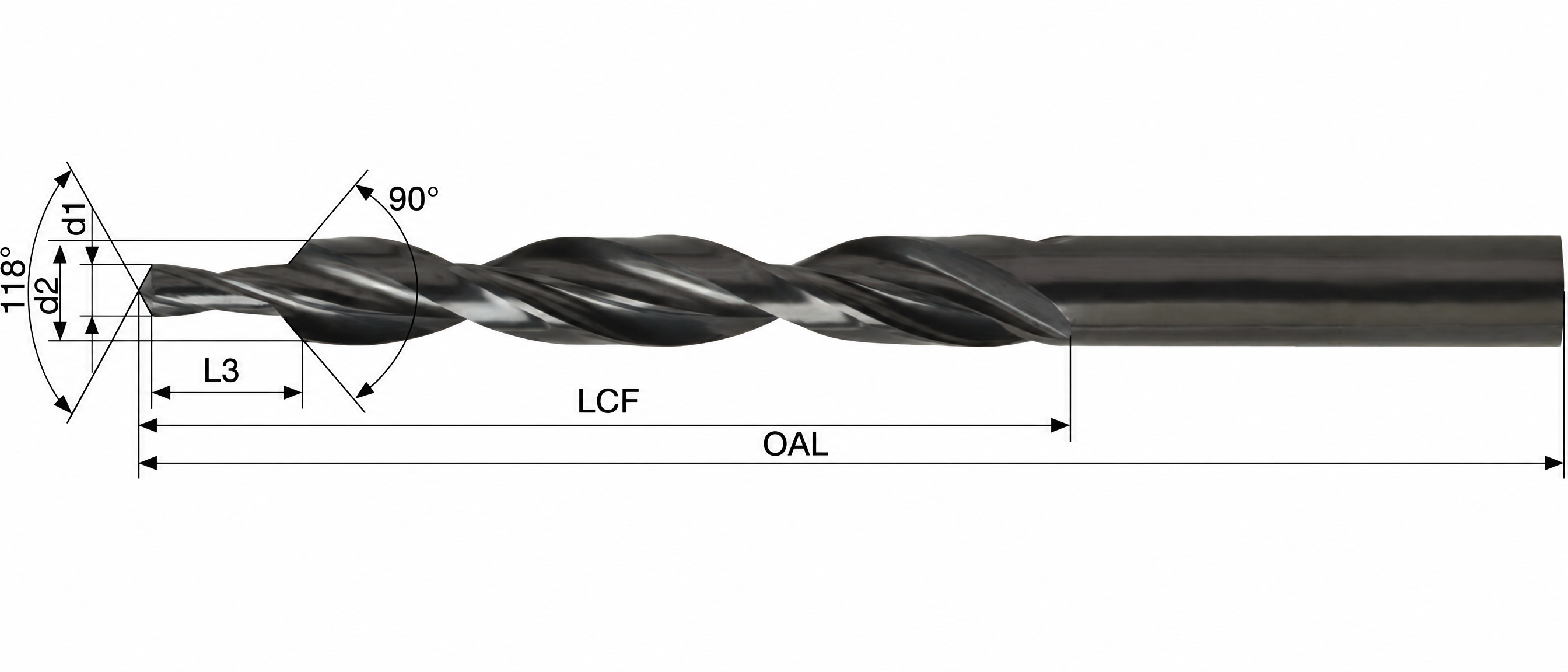 Eyltool Premium Mehrfasen-Stufenbohrer 90° Durchgangsloch Senkung mittel HSS Typ N DIN8374 D6,6/3,4mm M3