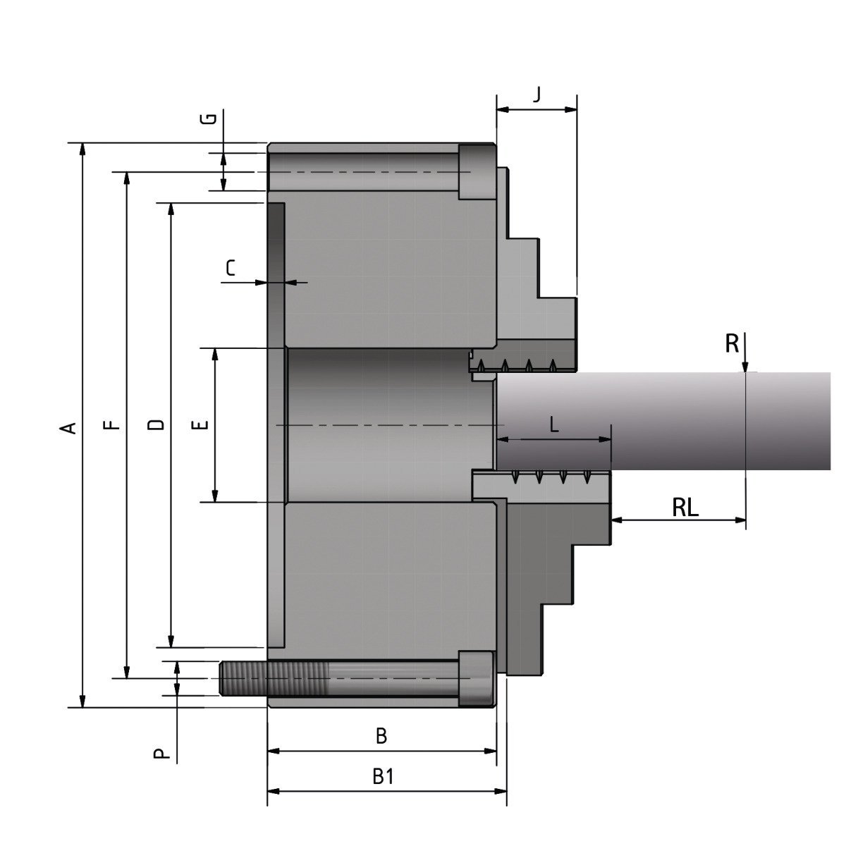 Dreibacken-Drehfutter Guss Optimum BISON Ø 200 mm DIN 6350 A2-5