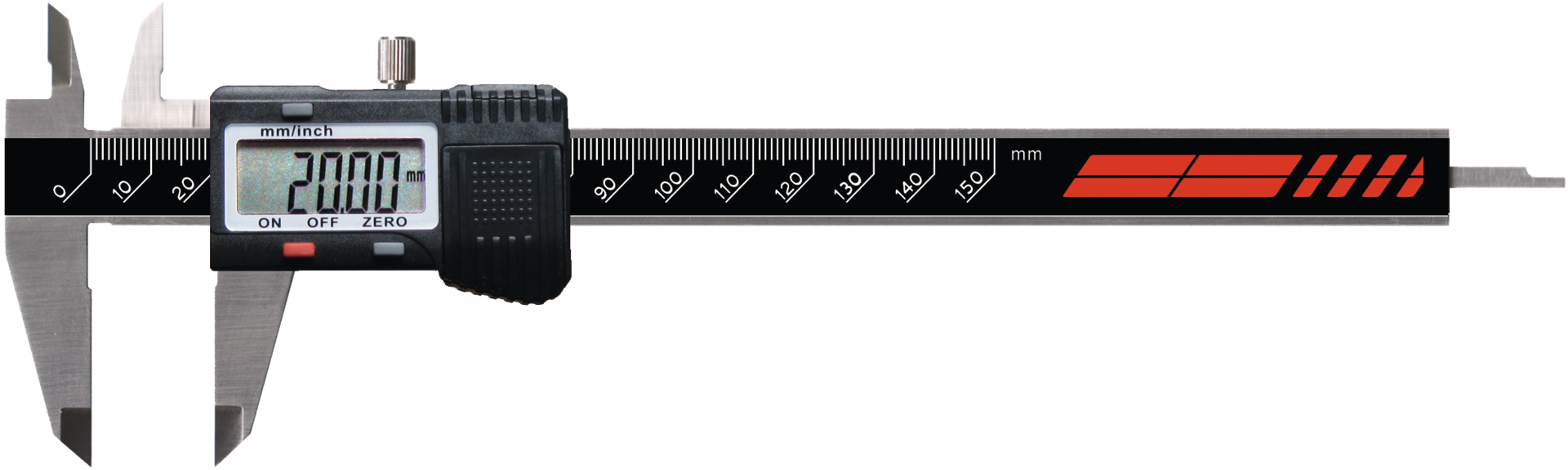 Messschieber Digital Abl. 0,01mm mit DA DIN862A ABS-Funktion eckiges Tiefenmaß MB150mm