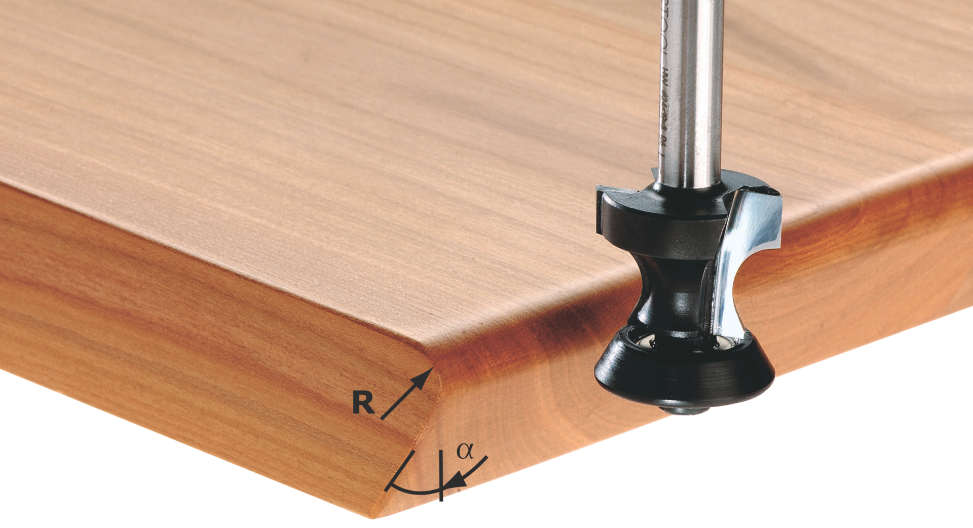 Abrund-Fasefräser mit Kugel- lager D17,5mm NL19mm HM GL61,5mm Fasenwinkel 15°