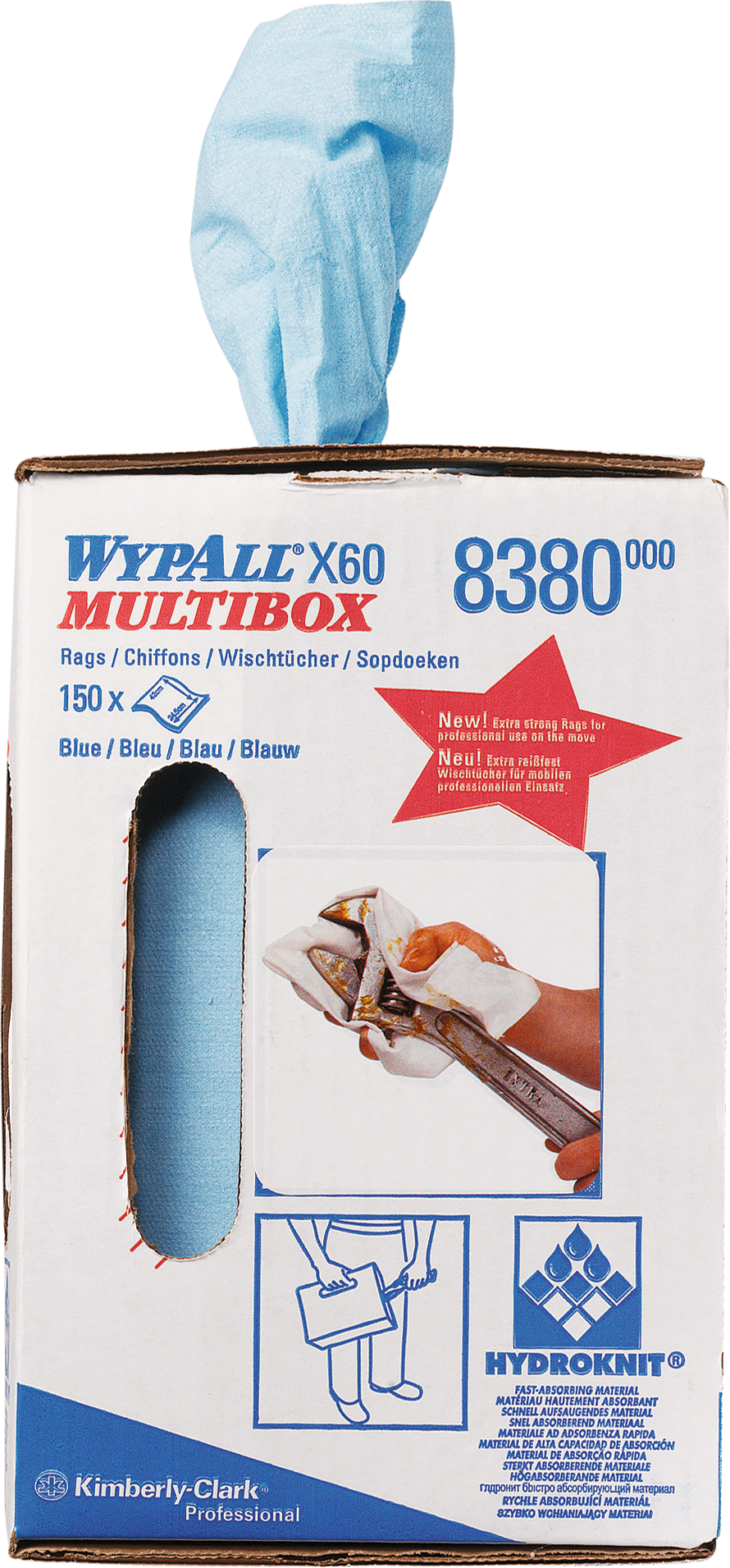 Wischtuchrolle Wypall® X60 in Multibox 8380 150 Tücher blau in d. Multibox