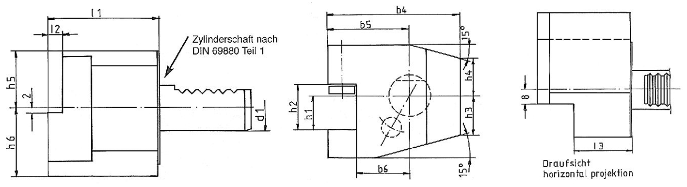 Werkzeughalter axial C2 links H20xL70xB76mm DIN69880 VDI30