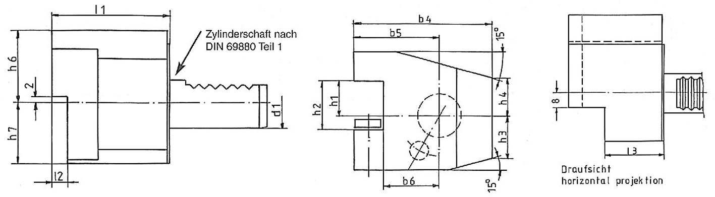 Werkzeughalter axial C4 überkopf links H20xL70xB76mm DIN69880 VDI30