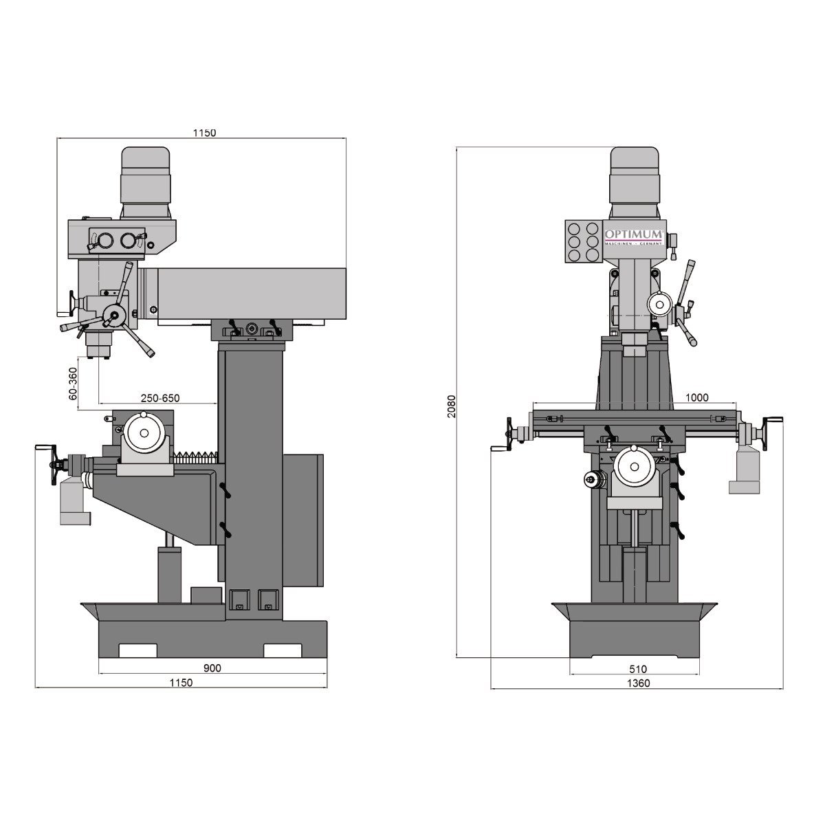 Bohr-Fräsmaschine Optimum OPTImill MT 50E