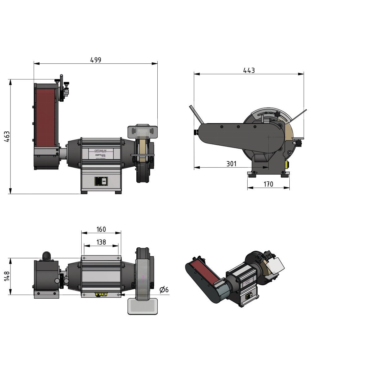 Universalschleifmaschine Optimum OPTIgrind GU 20S (400V)