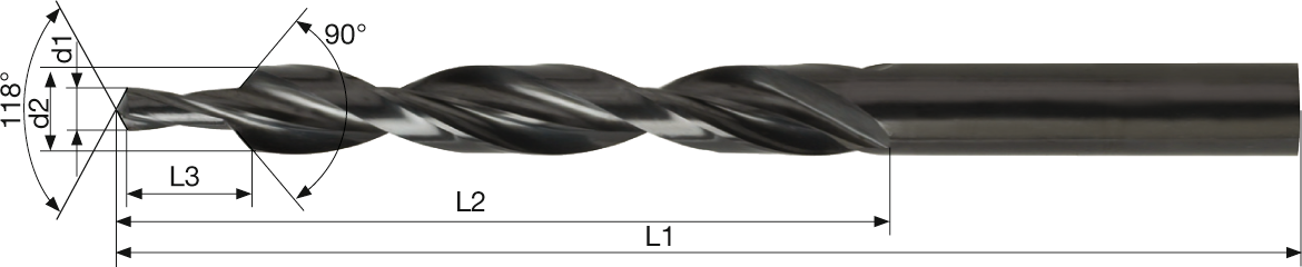 Mehrfasen-Stufenbohrer 90° Durchgangsloch Senkung mittel HSS Typ N DIN8374 D6,6/3,4mm M3 Mehrfasen-Stufenbohrer 90° Durchgangsloch Senkung mittel HSS Typ N DIN8374 D6,6/3,4mm M3